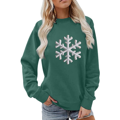 Damen Sweatshirt Schneeflockenmotiv Lässig Norvielle