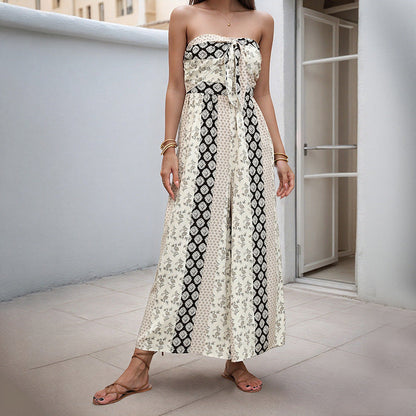 Damen Maxi-Kleid Florales Design Elastischer Taillengürtel