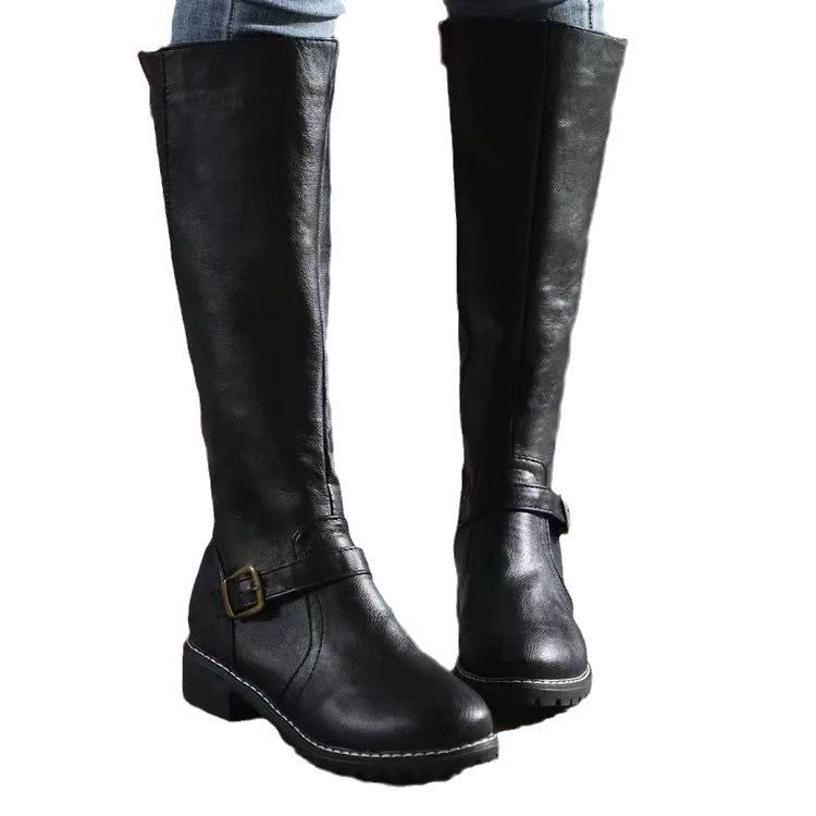 Damen Kniehohe Stiefel Synthetisches Leder Reißverschluss