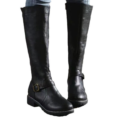 Damen Kniehohe Stiefel Synthetisches Leder Reißverschluss