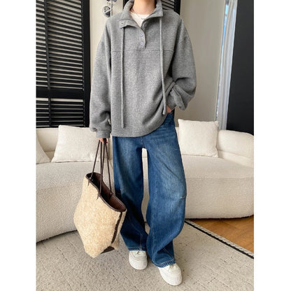 Damen Fleece-Pullover Lässig Hochkragen Norvielle