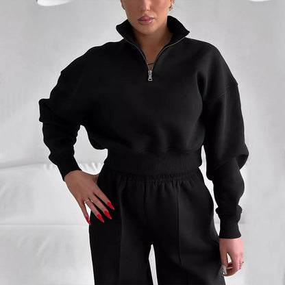 Damen Sportliches Sweatshirt mit hohem Kragen und bequemen