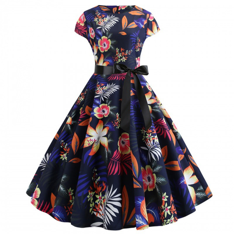 Damen Midi-Kleid Floralmuster Schwingrock Norvielle