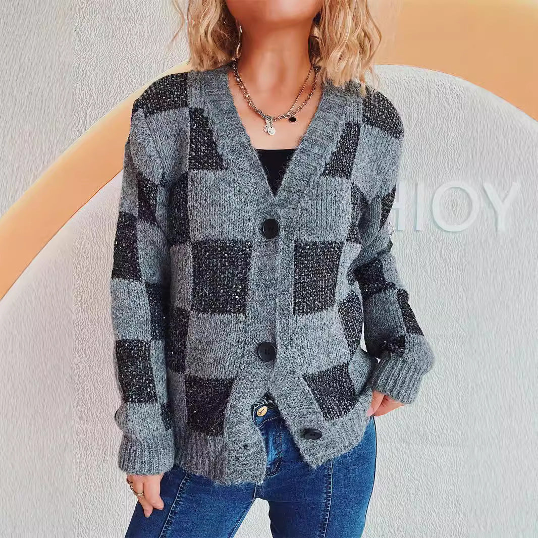 Damen Strickjacke geometrisches Muster Weich Norvielle - Norvielle