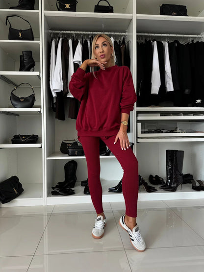 Damen Sweatshirt Lockerer Schnitt Bequeme Leggings