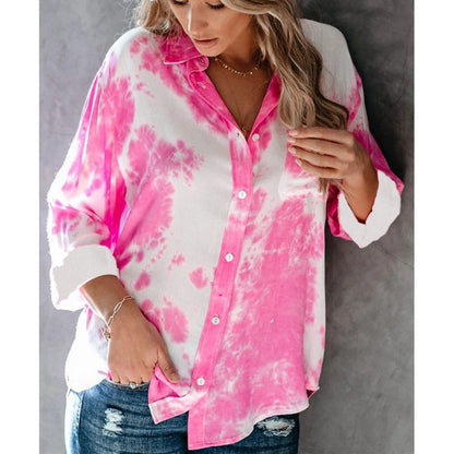 Damen Hemdbluse Batikdesign Leicht Blume
