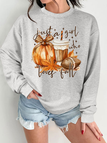 Damen Sweatshirt Herbstlich Motiv Druck Norvielle