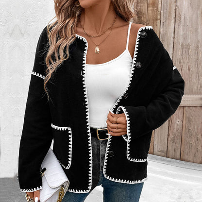 Damen Strickjacke Kuschelig Mit Kontrastnähten Und Taschen Norvielle