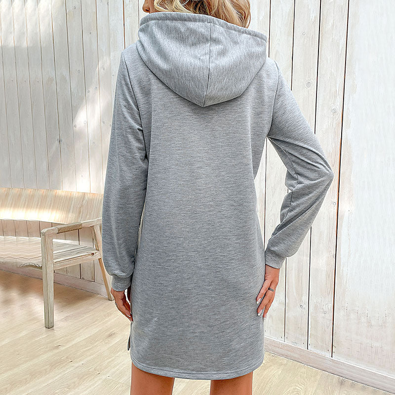 Damen Sweatkleid mit Kapuze und Taschen Norvielle