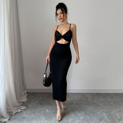 Damen Midi-Kleid Figurbetont Norvielle Eleganter Cut-Out