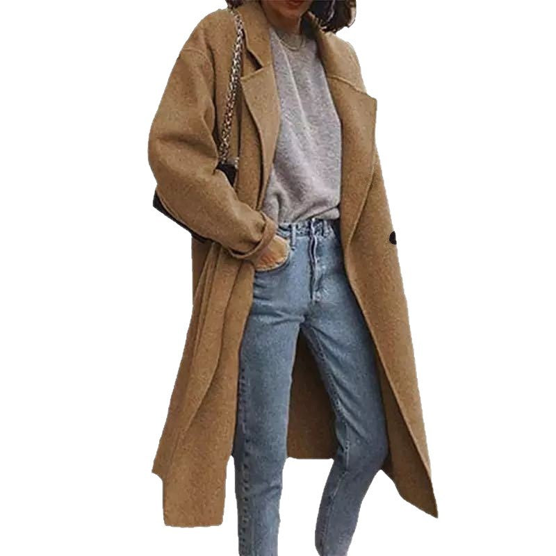 Damen Oversized Wollmantel Klassisches Design