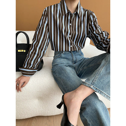 Damen Bluse Klassisch Gestreift Moderner Schnitt Norvielle