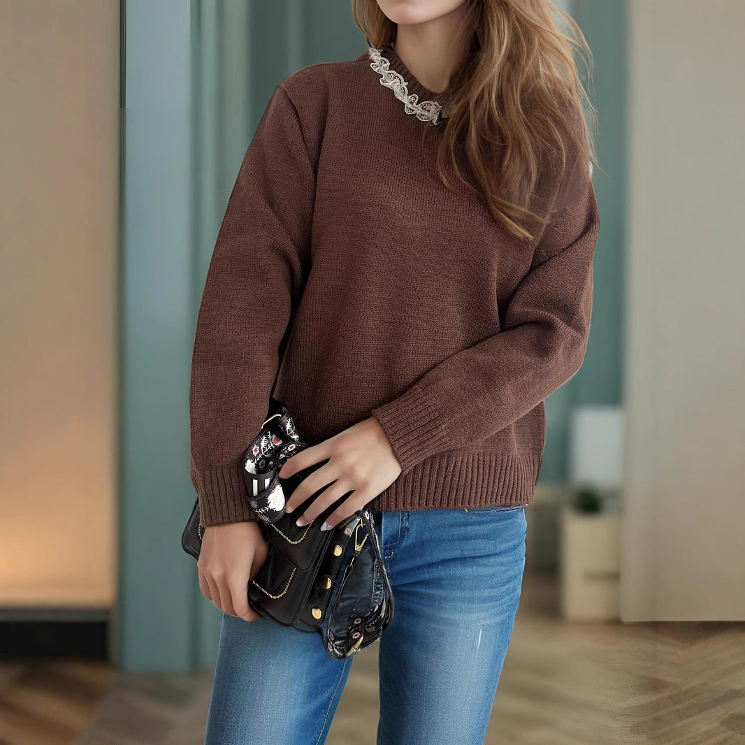 Damen Strickpullover Rüschendetails Norvielle