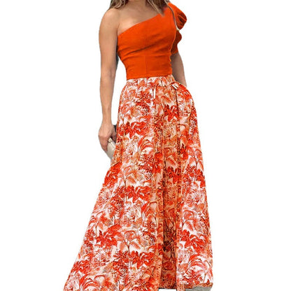 Damen Maxikleid Asymmetrisch Floralmuster Norvielle
