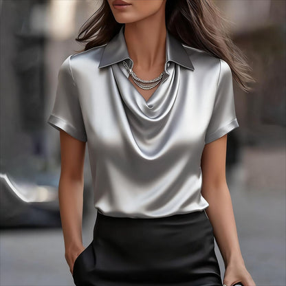 Damen Satinbluse Weich Norvielle Eleganter Kragen