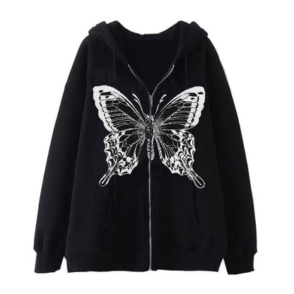 Damen Hoodie Schmetterlingsmotiv Baumwolle Norvielle - Norvielle