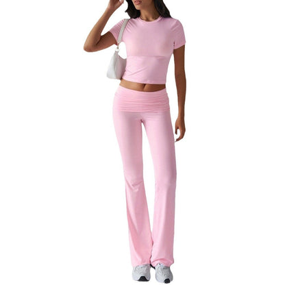 Damen Sportset Figurbetonter Oberteil Flare Leggings