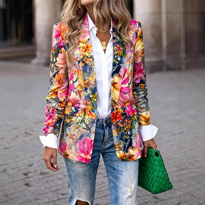 Damen Blazer Florales Design Moderner Schnitt Norvielle - Norvielle