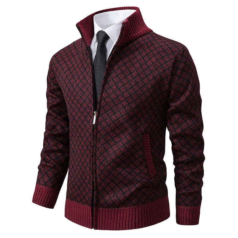 Herren Strickblazer Strukturiertes Muster Anthrazit