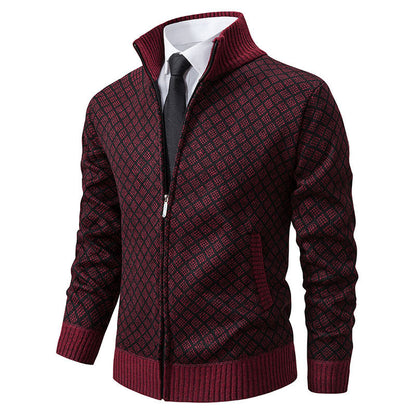 Herren Strickblazer Strukturiertes Muster Anthrazit