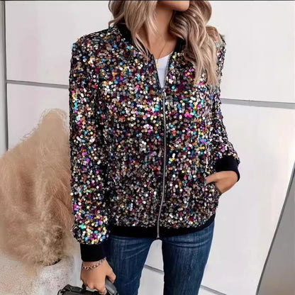 Damen Funktionsjacke Glitzer Pailletten Bequem Norvielle