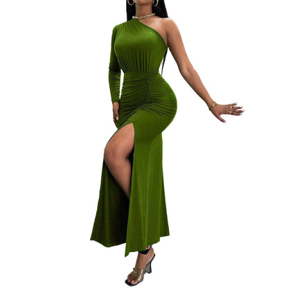 Damen Wickelkleid Asymmetrisch Raffung Norvielle