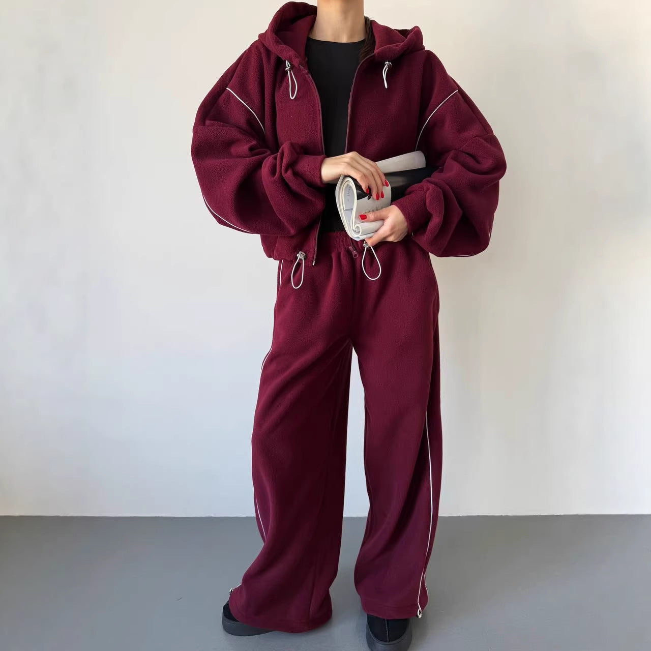Damen Fleece Hoodie Jogginghose Set Norvielle