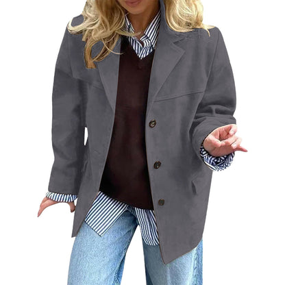 Damen Oversized Blazer Wildlederimitat