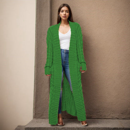 Damen Strickcardigan Lang Zopfmuster Norvielle