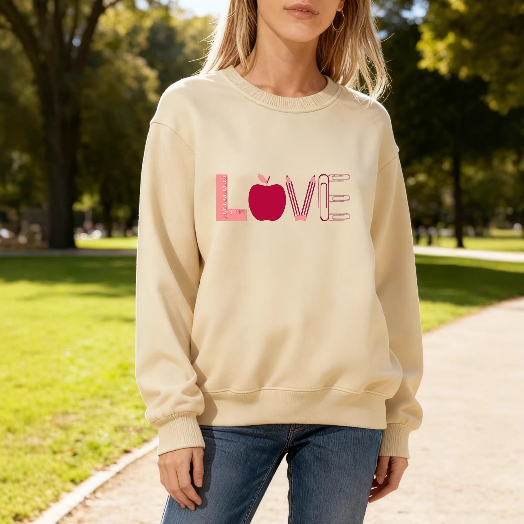 Damen Sweatshirt Kreatives Love-Motiv Norvielle - Norvielle