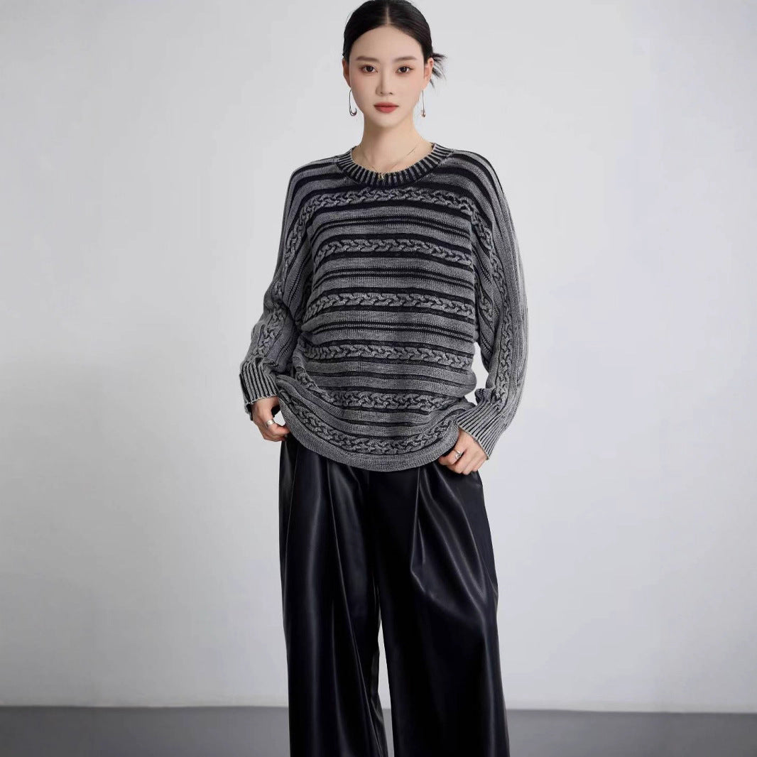 Damen Strickpullover Strukturiertes Zopf-Design Moderner Schnitt - Norvielle