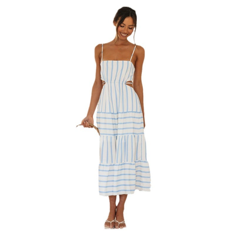Damen Maxikleid Gestreift Cut-Out-Details