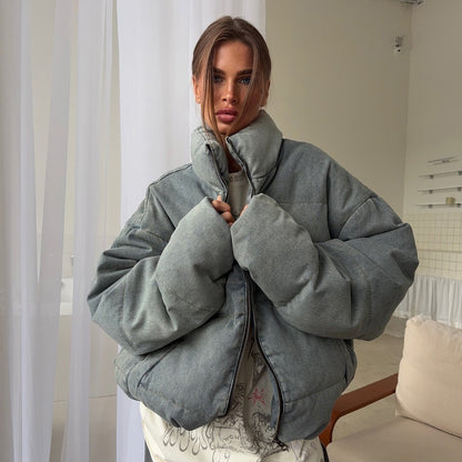 Damen Oversized Steppjacke Hochkragen Norvielle