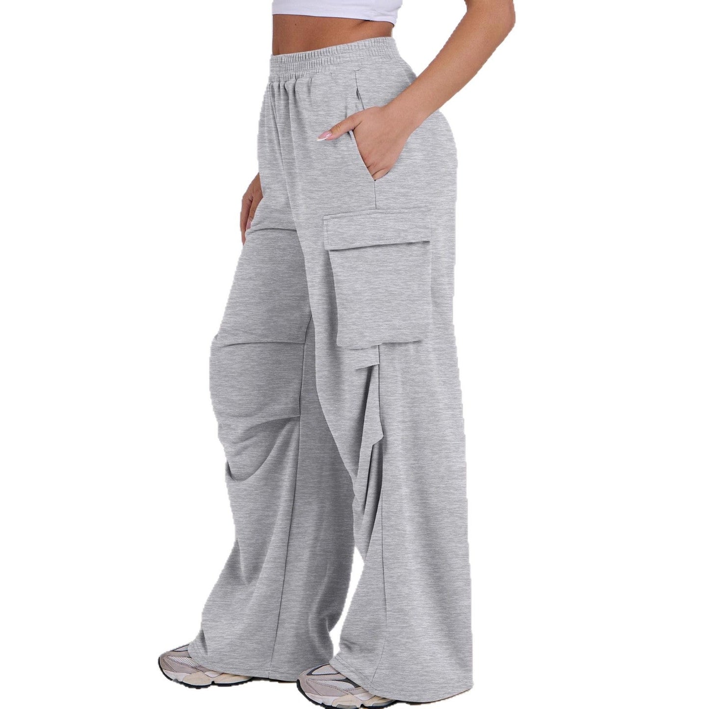Damen Cargo-Hose Elastischer Bund Weite Beine Norvielle