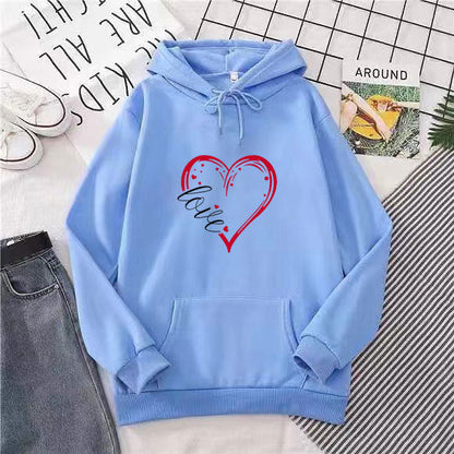 Damen Kapuzenpullover Fleece Herz-Design Weich Rosa