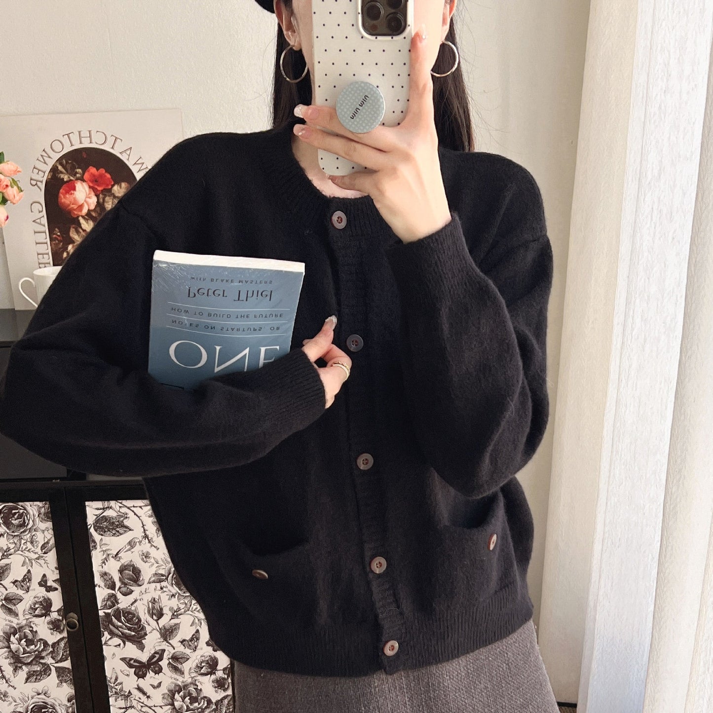 Damen Strickcardigan mit Taschen und Knopfverschluss Norvielle