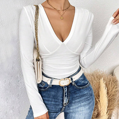 Damen Langarmbody V-Ausschnitt Figurformend Norvielle