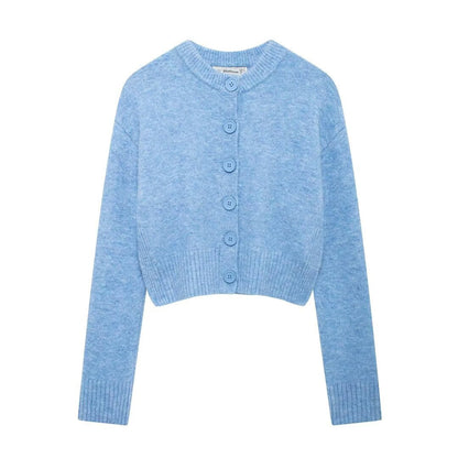 Damen Strickcardigan Kurz Knopfverschluss Norvielle