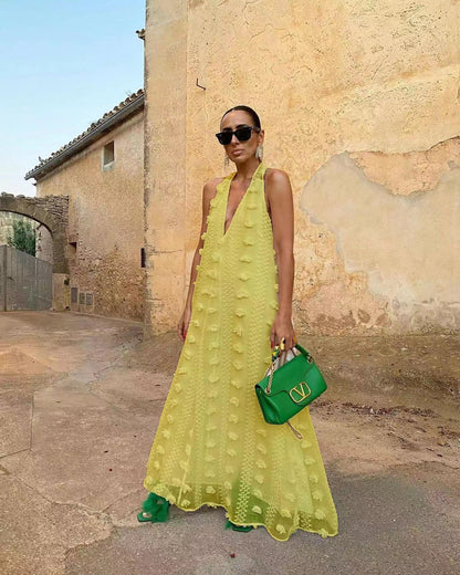 Damen Maxikleid 3D-Texturen V-Ausschnitt Norvielle
