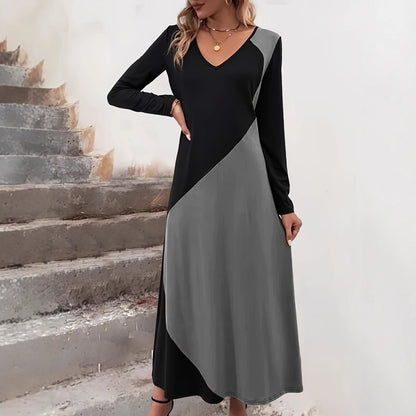 Damen Langarm-Kleid Figurbetont Moderner Schnitt Mehrfarbig
