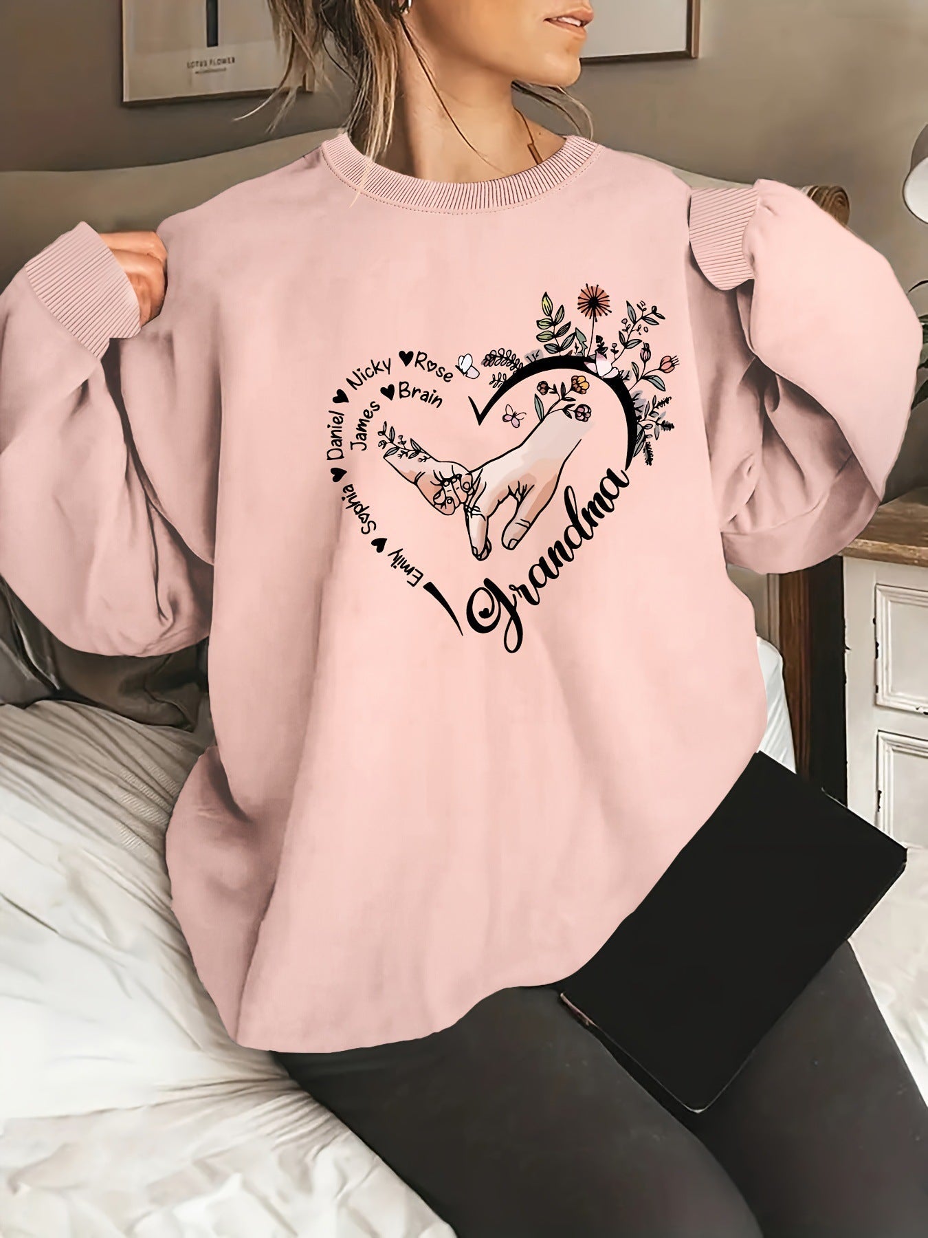 Damen Pullover Blumenmuster Baumwolle Entspannt Norvielle