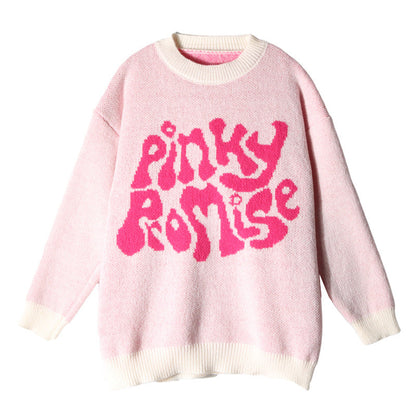 Damen Grobstrickpullover Lässiger Schnitt Mit Schriftzug Norvielle