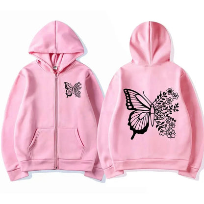 Damen Kapuzenpullover Floralmuster Kängurutasche Beige