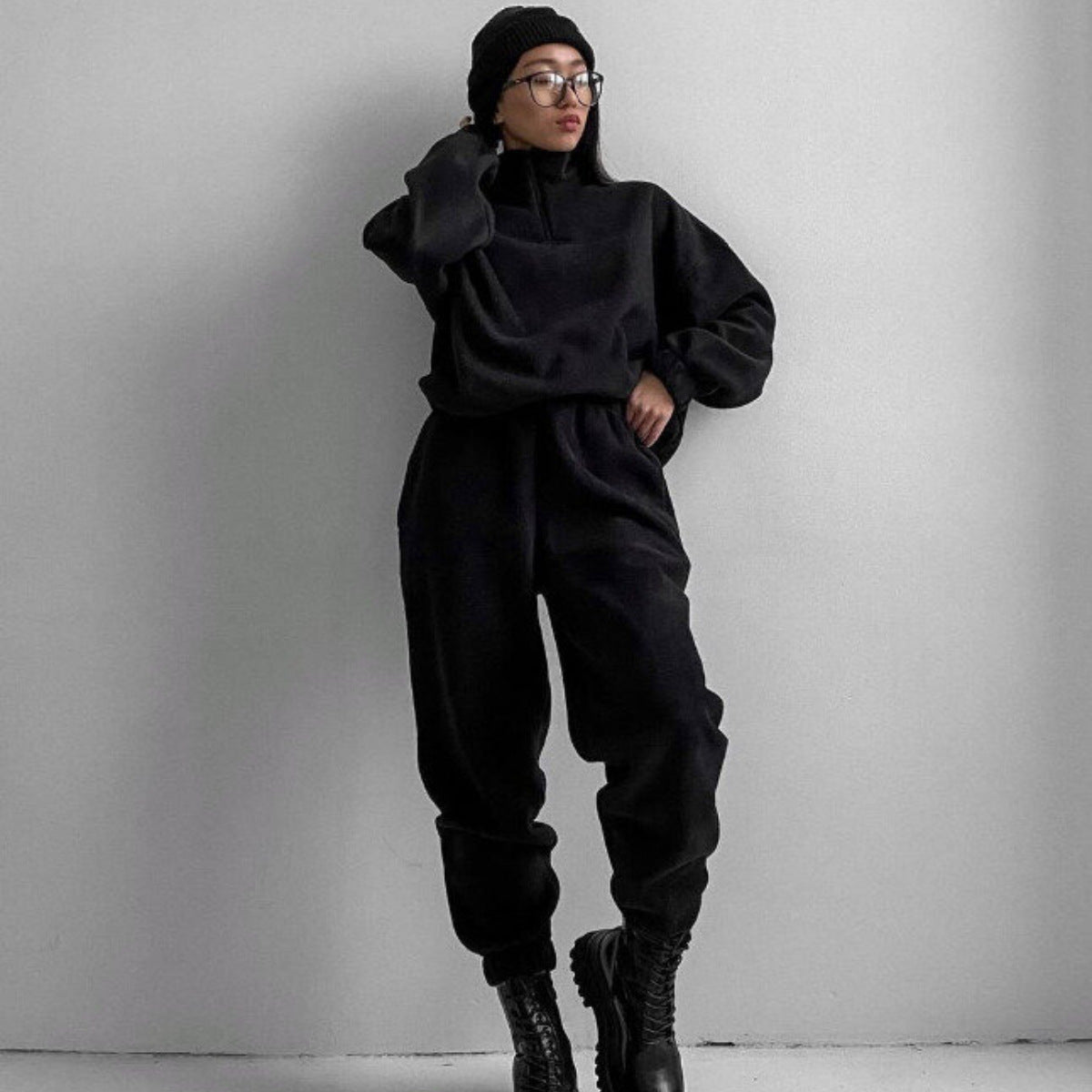 Damen Fleece-Sweatanzug Hochkragen Norvielle