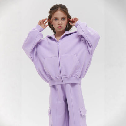 Damen Kapuzenjacke Cargo-Hose Set Weite Passform