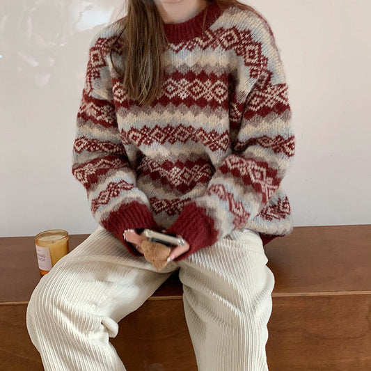Damen Strickpullover Gemustert Herzförmig Norvielle - Norvielle