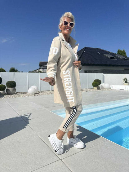 Damen Trenchcoat Streifenoptik