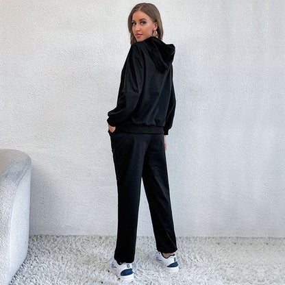Damen Hoodiekombination Bunt Schmetterlings-Design Sportlich Lässig