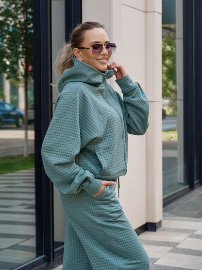 Damen Kapuzenpullover Weite Hosenanzug Bequem Norvielle