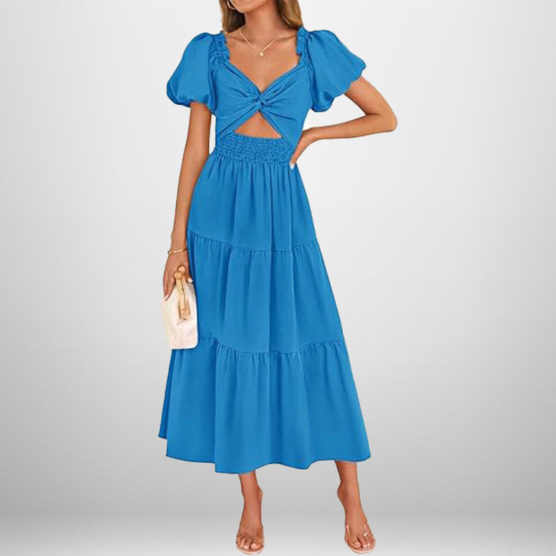 Damen Midi-Kleid Elastisch Floralmuster Norvielle